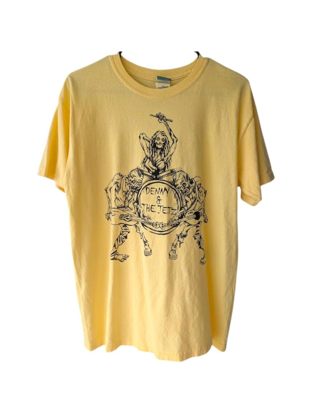 Vintage Denny & The Jetz Tee Medium Yellow Zombie Band Tee 2013 Y2K horror goth